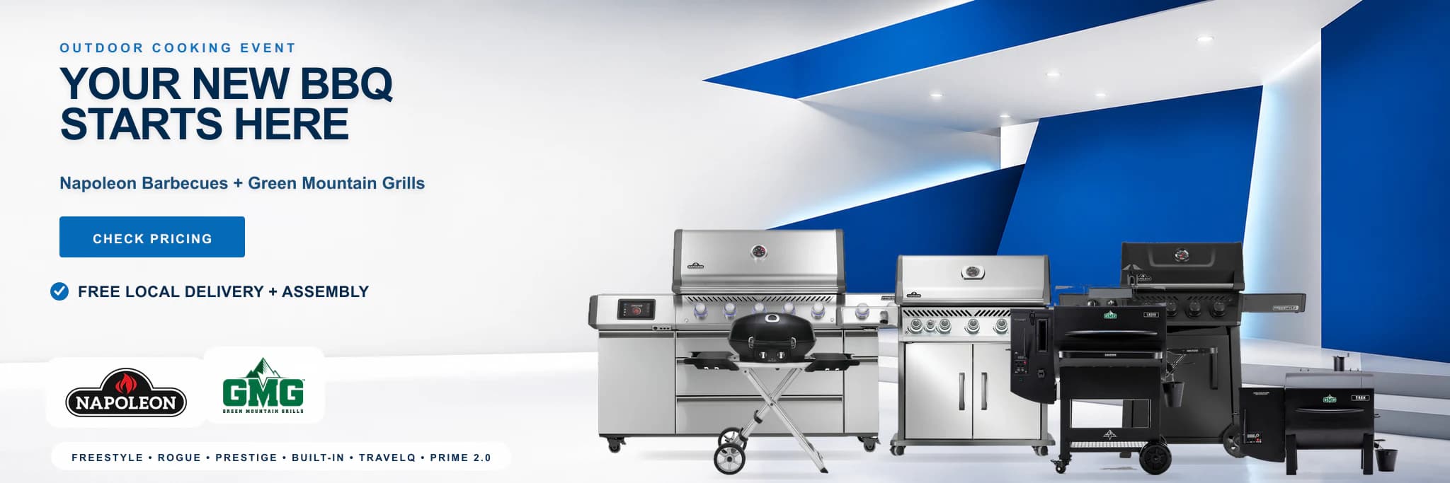 Napoleon and Green Mountain Grills outdoor cooking event with free local delivery and assembly