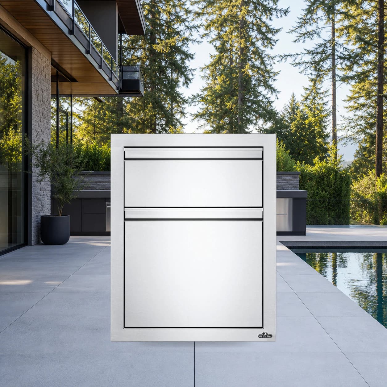 18" X 24" Double Drawer: Large and Standard in a modern poolside backyard