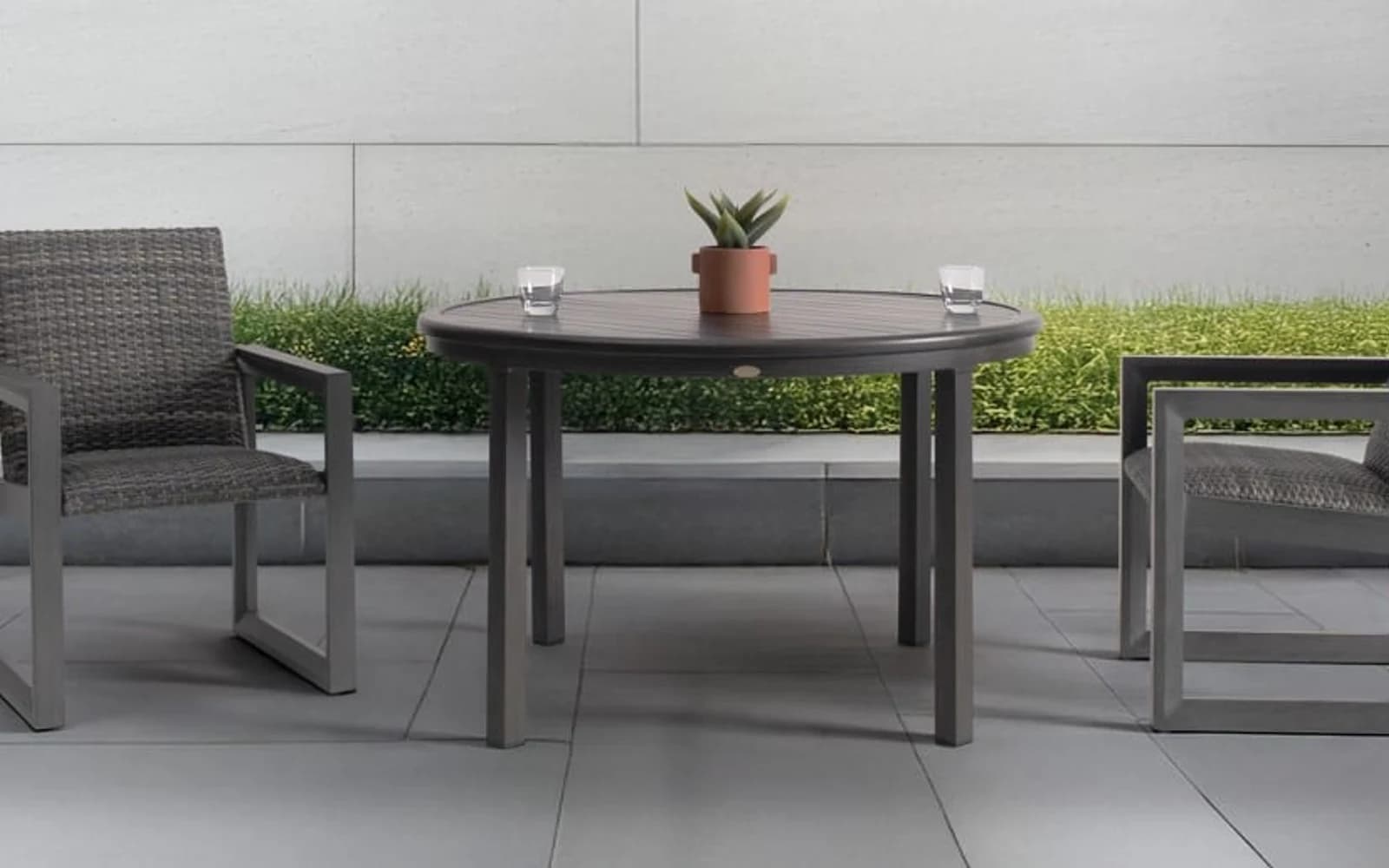 Ratana Bergen Collection furniture in a modern Pacific Northwest outdoor living setting.