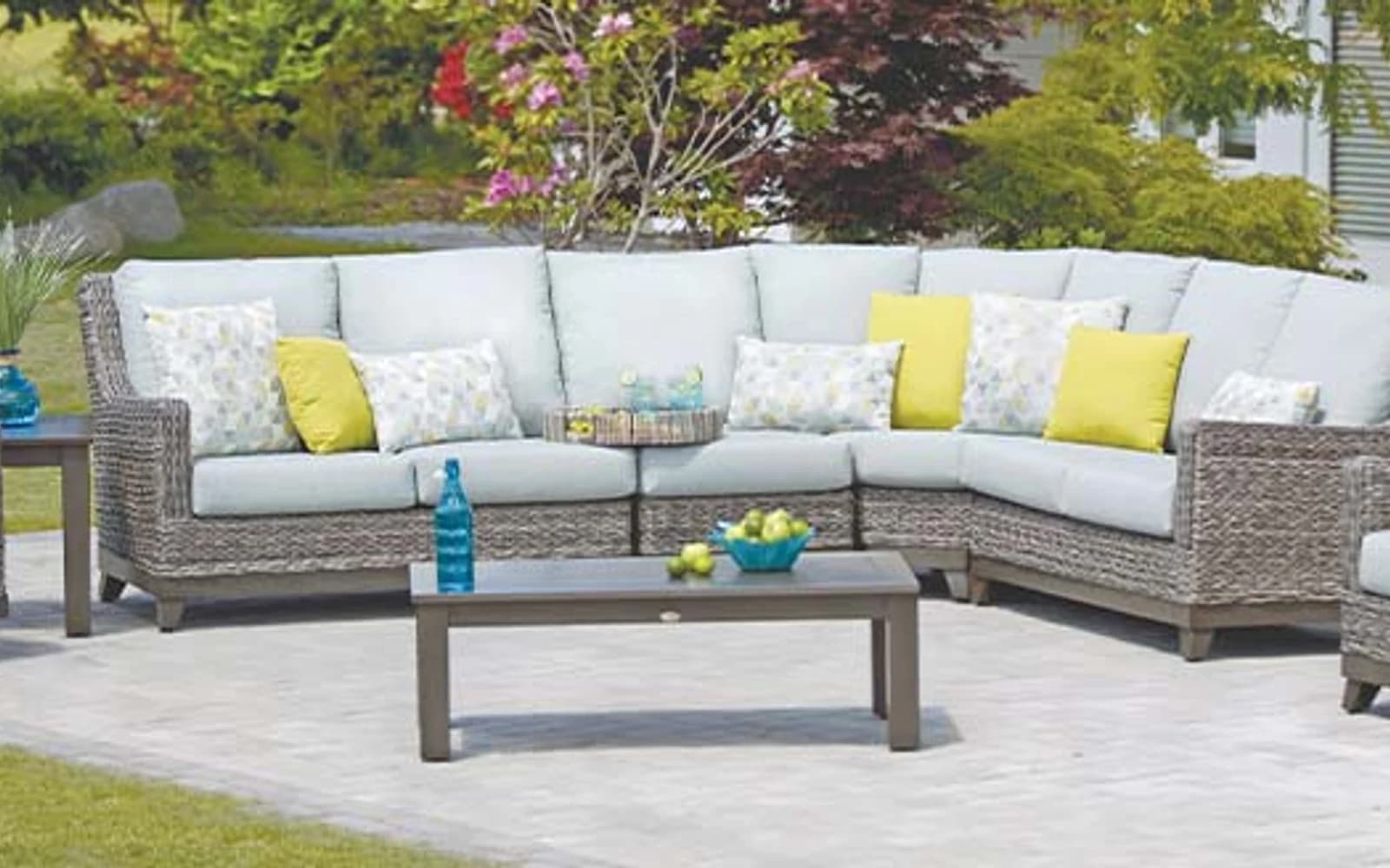 Ratana Boston Collection furniture in a modern Pacific Northwest outdoor living setting.