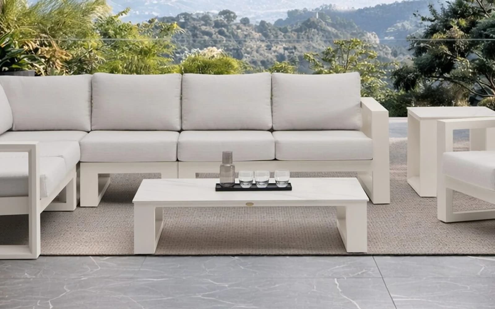 Ratana Element 5.0 Collection furniture in a modern Pacific Northwest outdoor living setting.