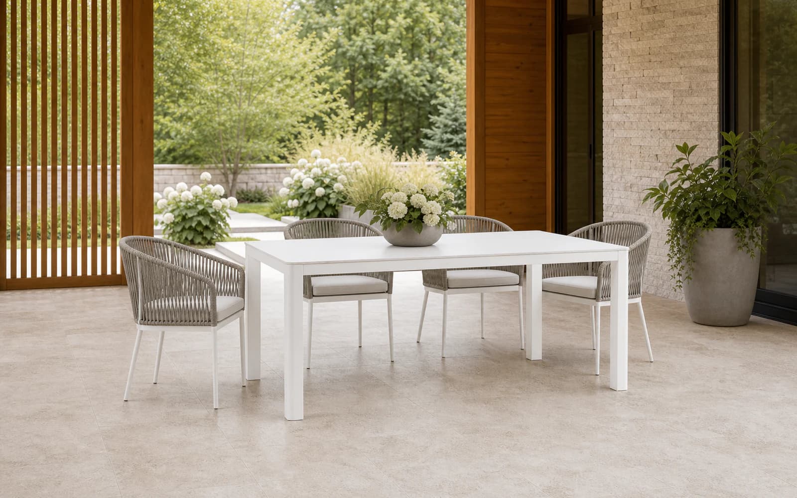 Ratana Hampshire Collection furniture in a modern Pacific Northwest outdoor living setting.