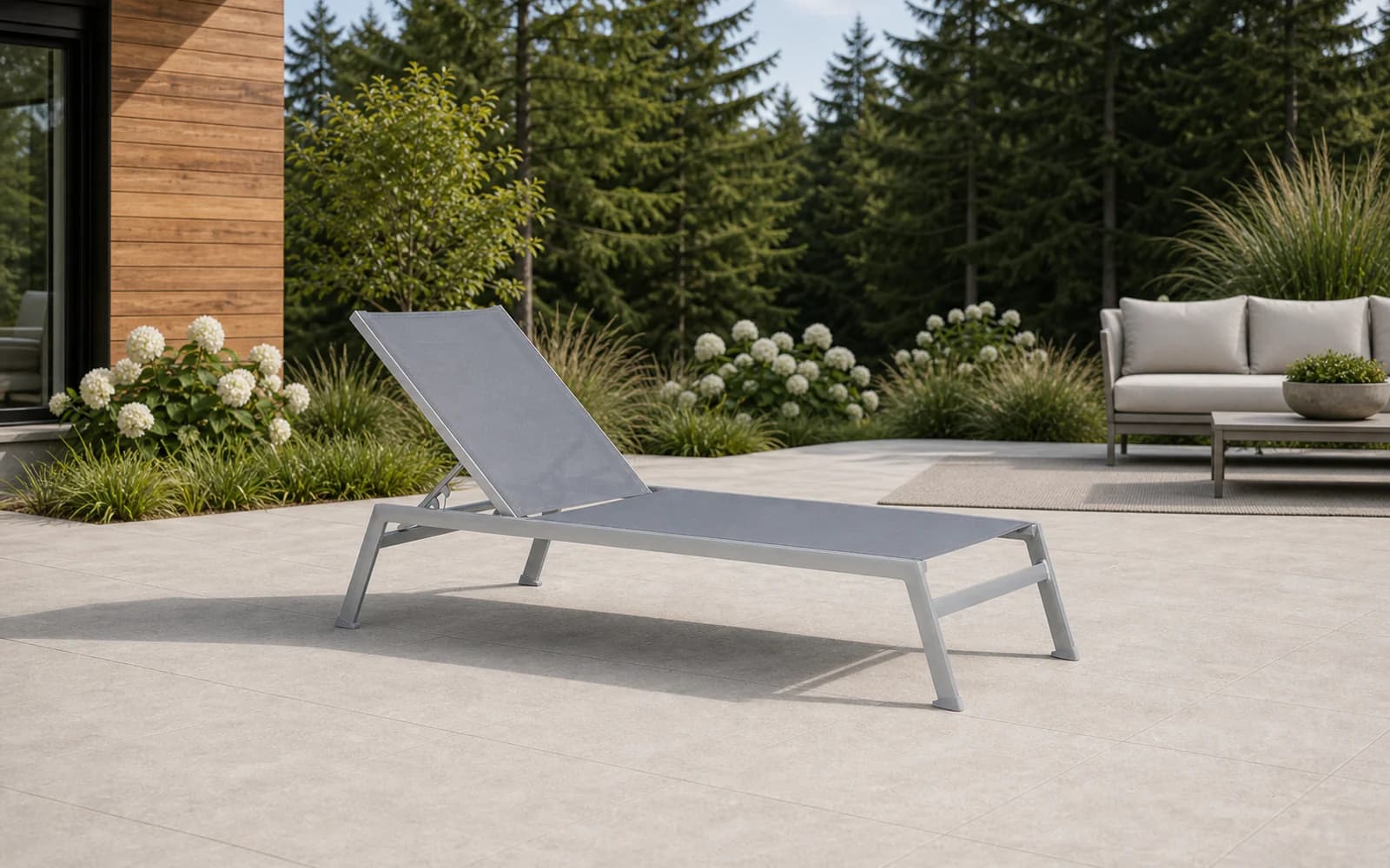 Ratana Lucca Collection furniture in a modern Pacific Northwest outdoor living setting.