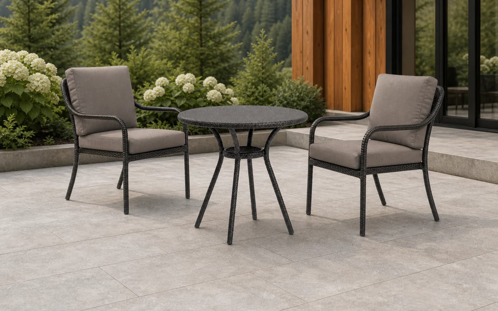 Ratana Miscellaneous Collection furniture in a modern Pacific Northwest outdoor living setting.
