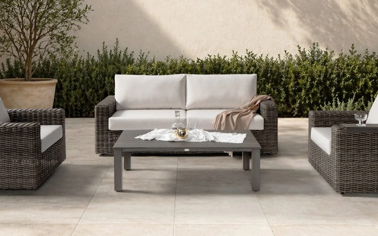 Ratana Mission Hill Collection furniture in a modern Pacific Northwest outdoor living setting.