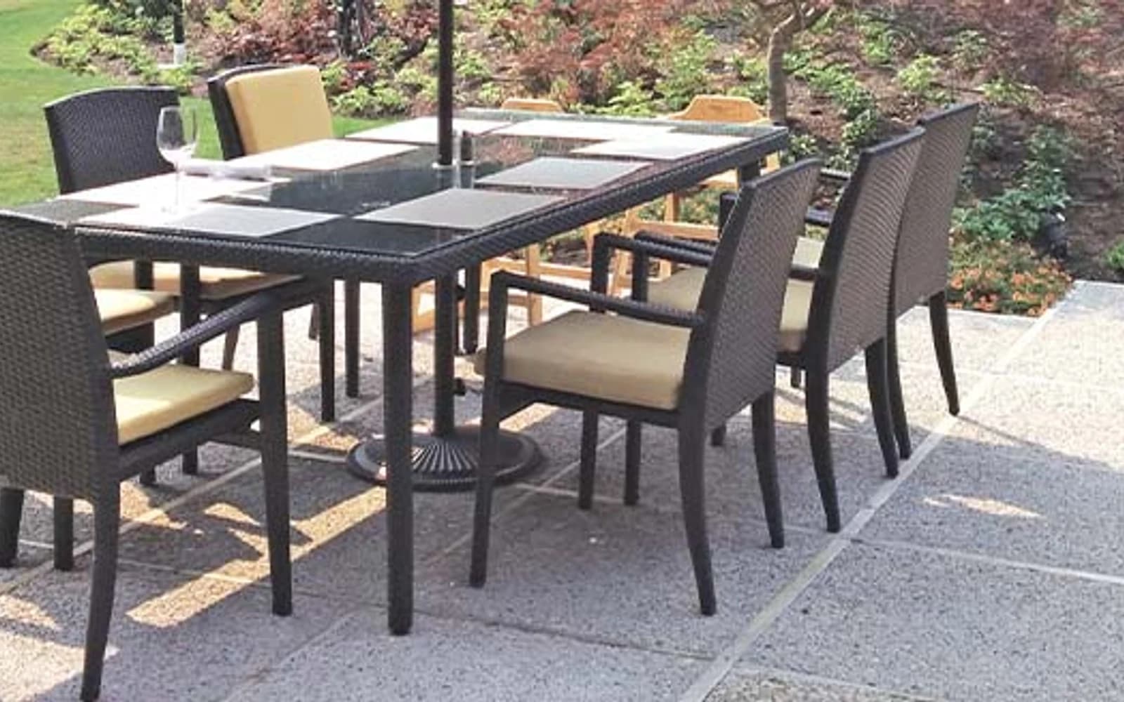 Ratana New Miami Lakes Collection furniture in a modern Pacific Northwest outdoor living setting.