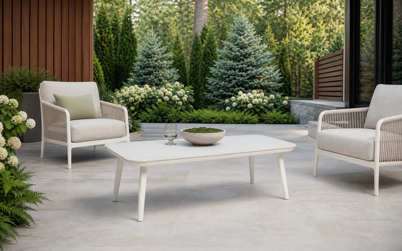 Ratana Noma Collection furniture in a modern Pacific Northwest outdoor living setting.