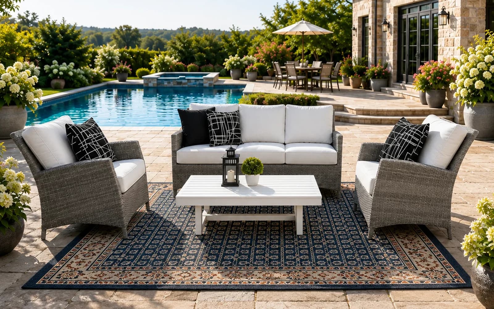 Ratana Palm Harbor Collection furniture in a modern Pacific Northwest outdoor living setting.