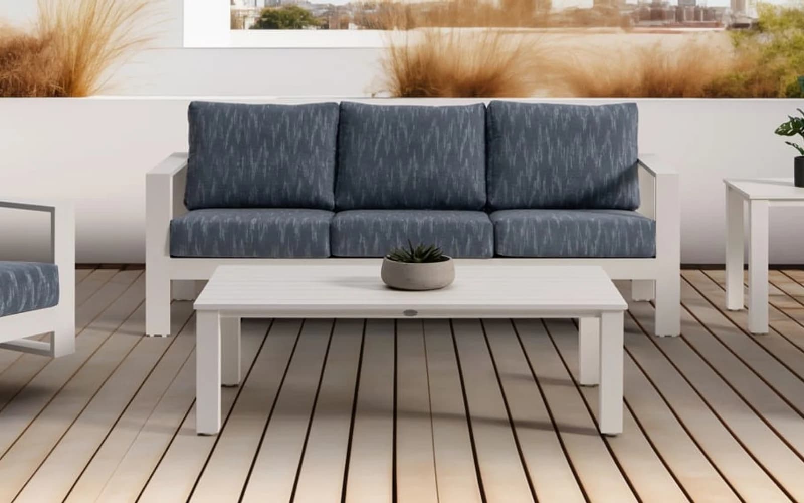 Ratana Vienna Collection furniture in a modern Pacific Northwest outdoor living setting.