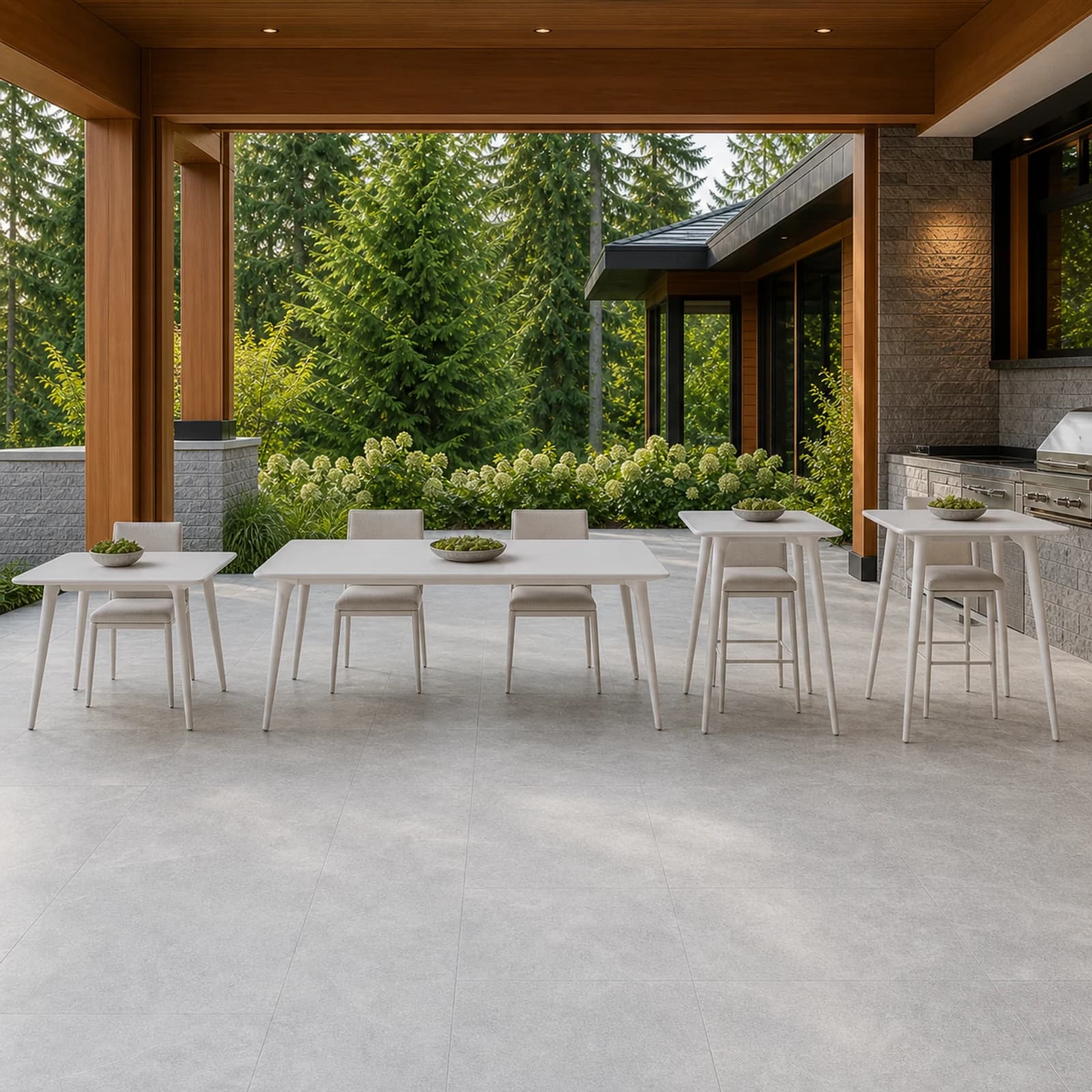 Ratana Alinea collection arranged as a complete front-facing outdoor setting with every visible piece fully inside the square frame.