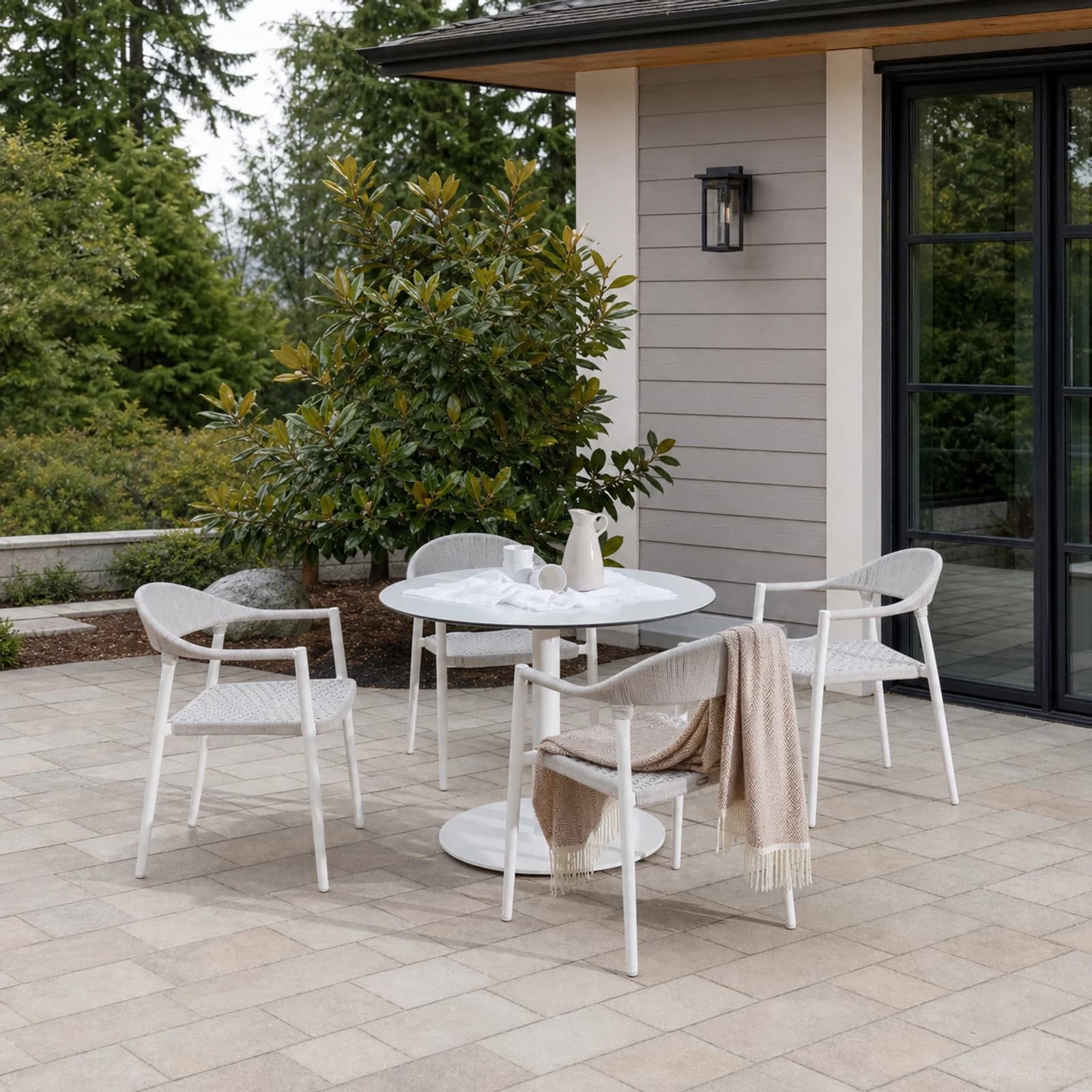 Ratana Ballina collection arranged as a complete front-facing outdoor setting with every visible piece fully inside the square frame.