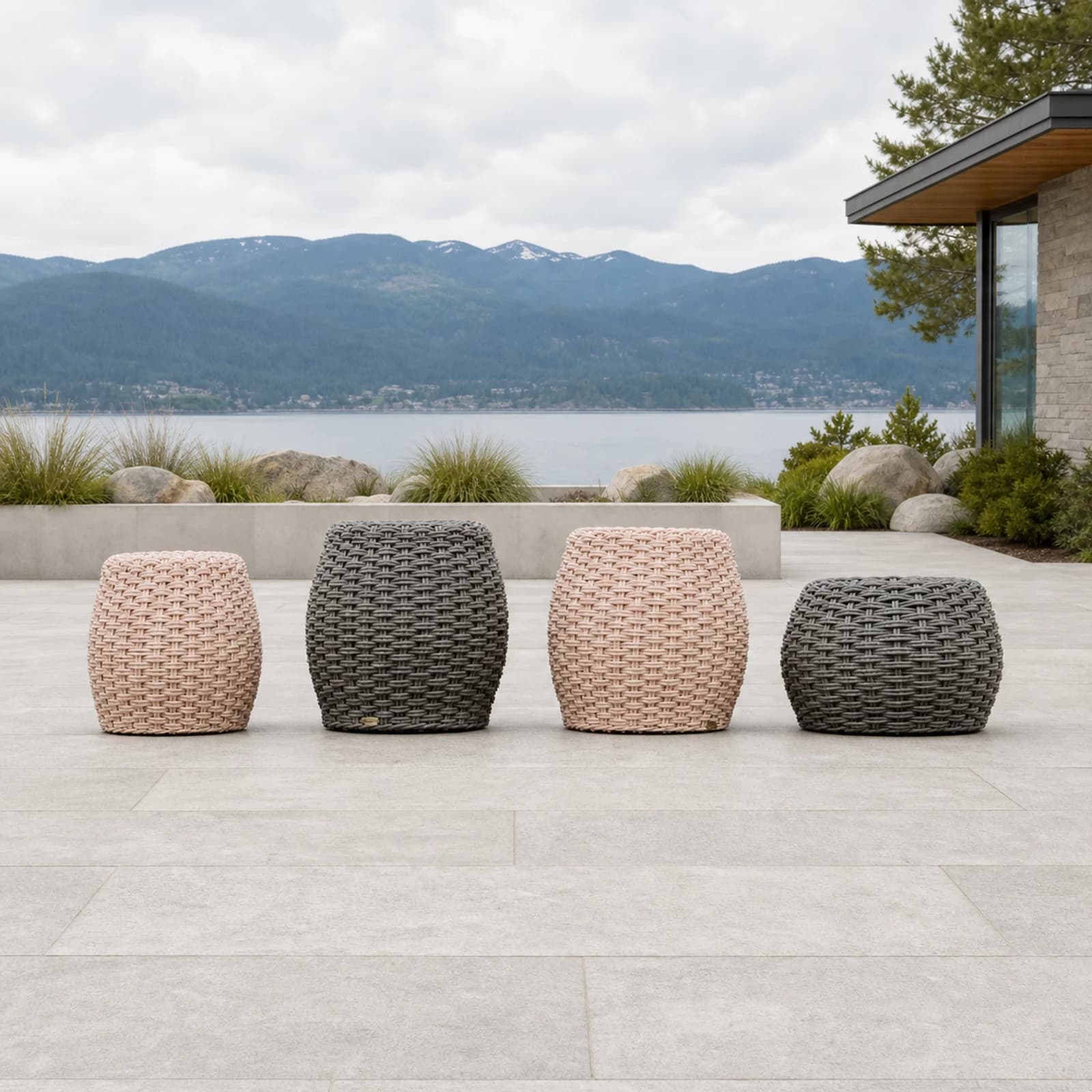 Ratana Giro collection arranged as a complete front-facing outdoor setting with every visible piece fully inside the square frame.