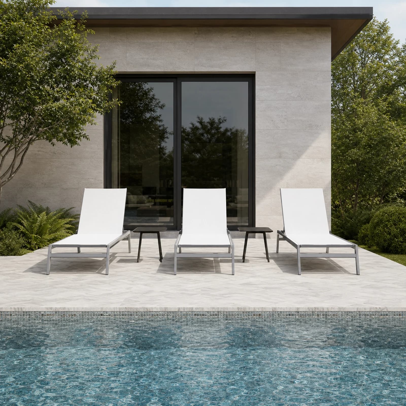 Ratana Lucca collection arranged as a complete front-facing outdoor setting with every visible piece fully inside the square frame.