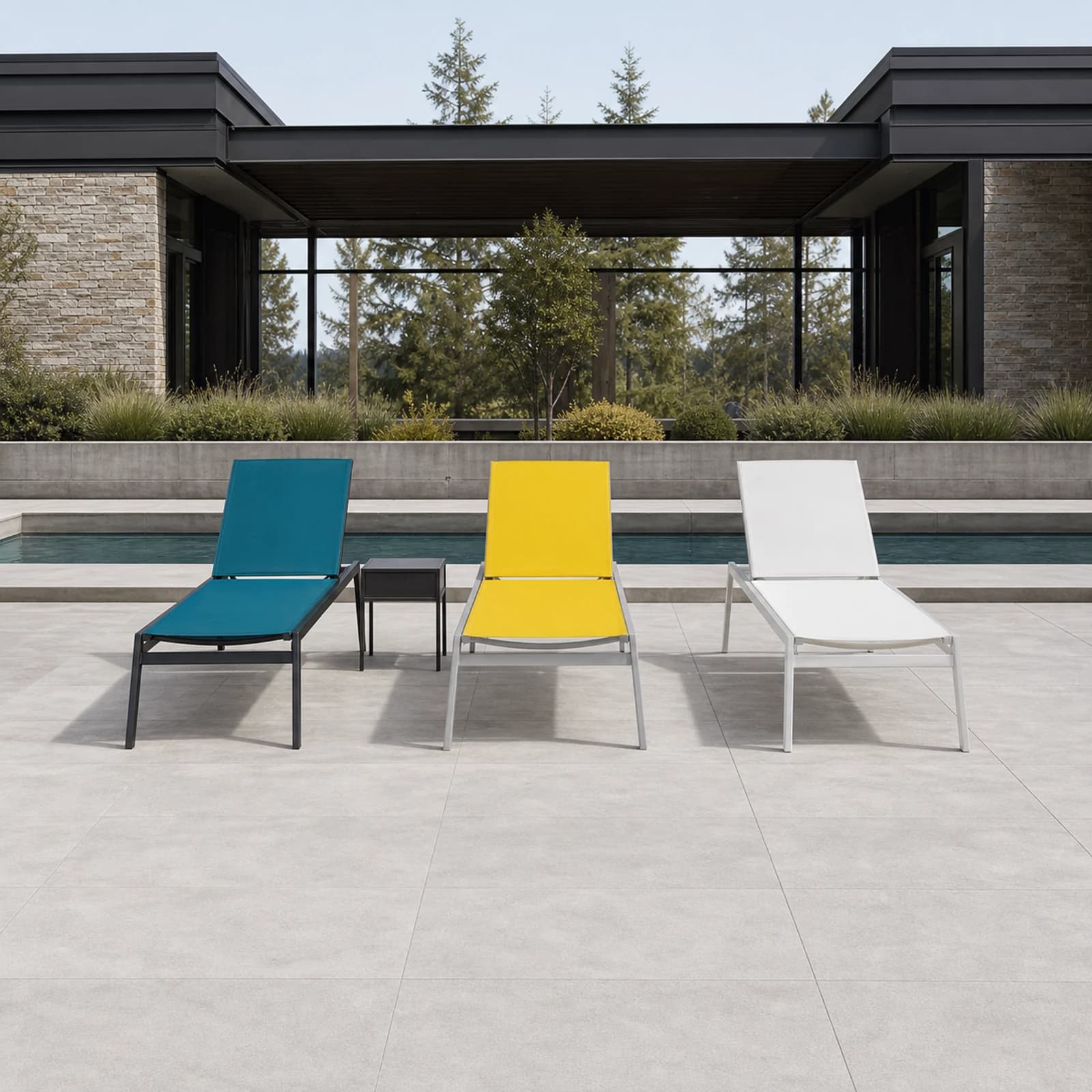 Ratana Lyon collection arranged as a complete front-facing outdoor setting with every visible piece fully inside the square frame.