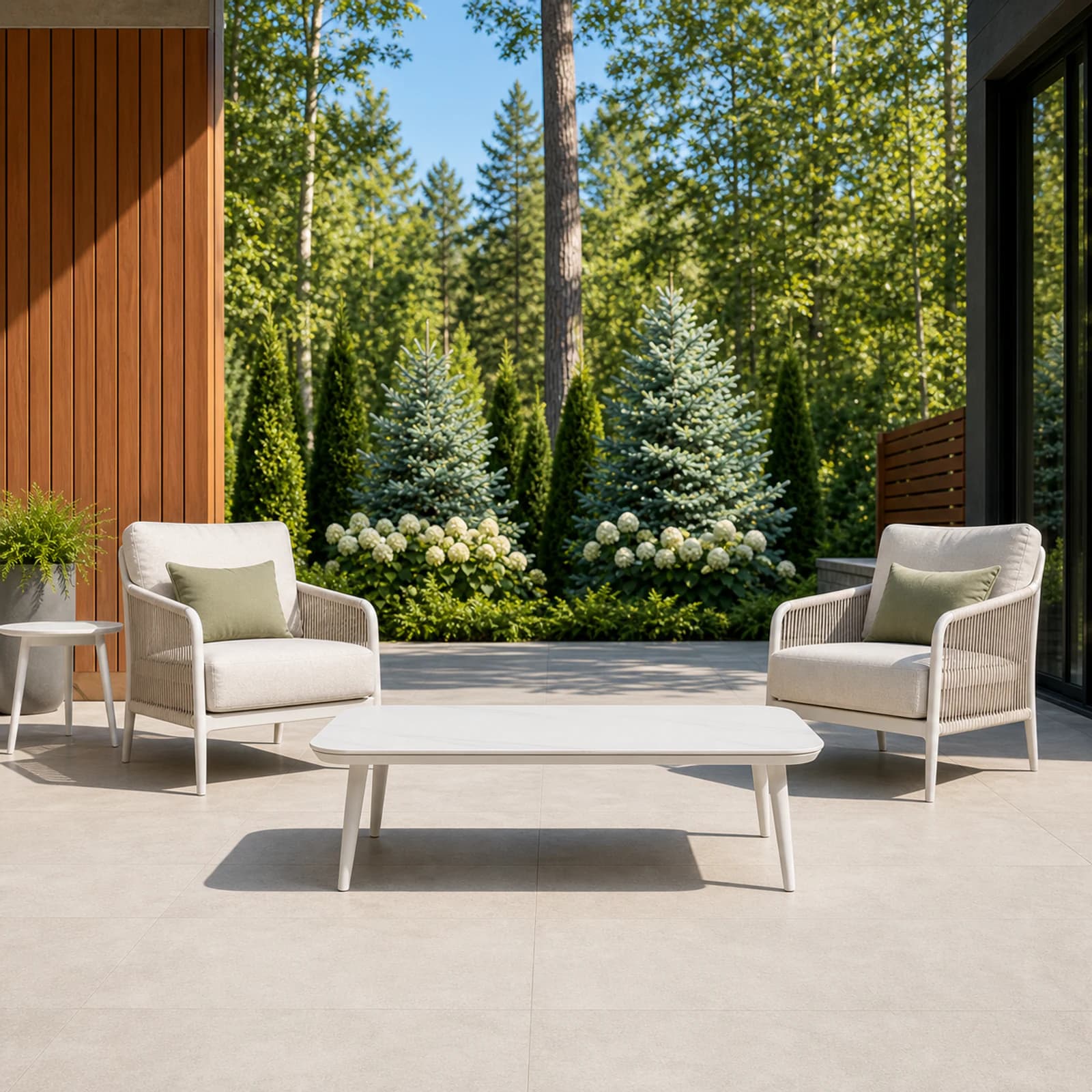 Ratana Noma collection arranged as a complete front-facing outdoor setting with every visible piece fully inside the square frame.