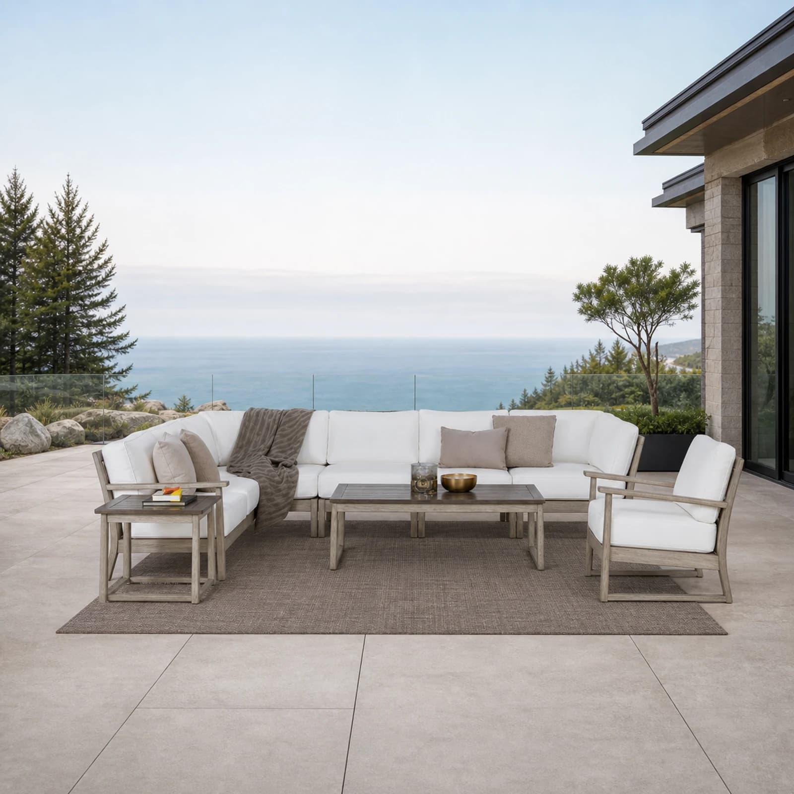 Ratana Park West collection arranged as a complete front-facing outdoor setting with every visible piece fully inside the square frame.