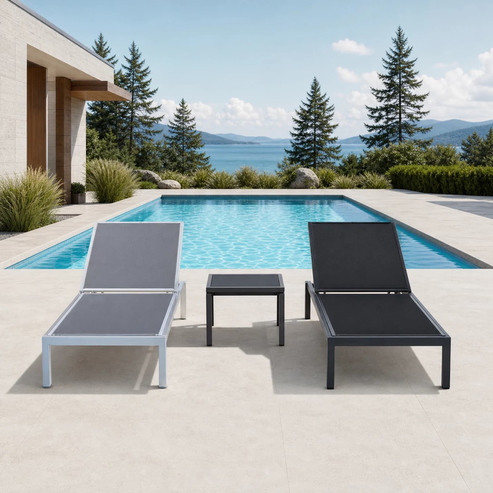 Ratana Toscana collection arranged as a complete front-facing outdoor setting with every visible piece fully inside the square frame.