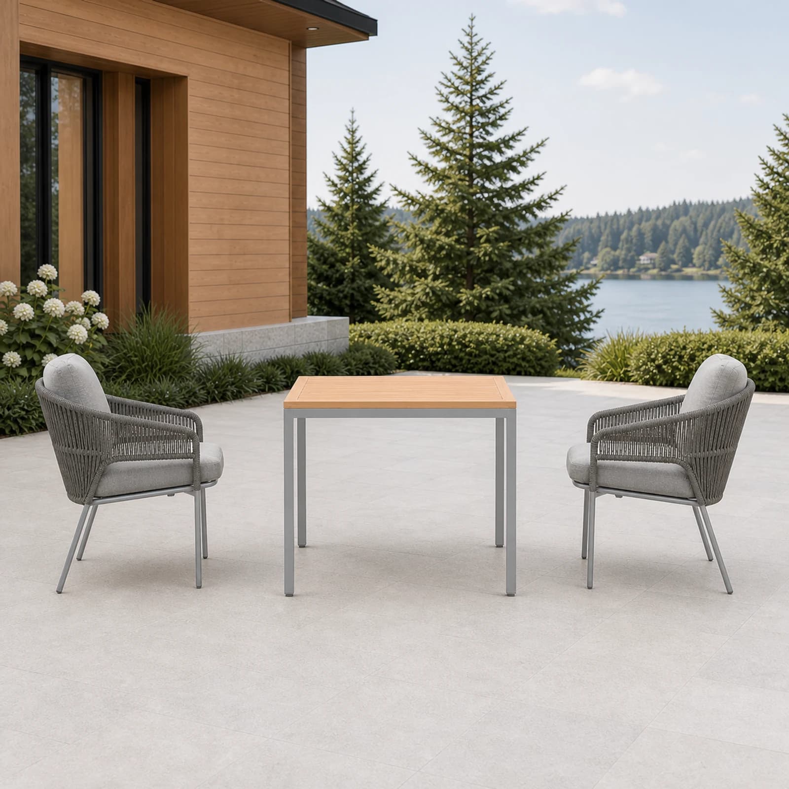 Ratana Zuni collection arranged as a complete front-facing outdoor setting with every visible piece fully inside the square frame.