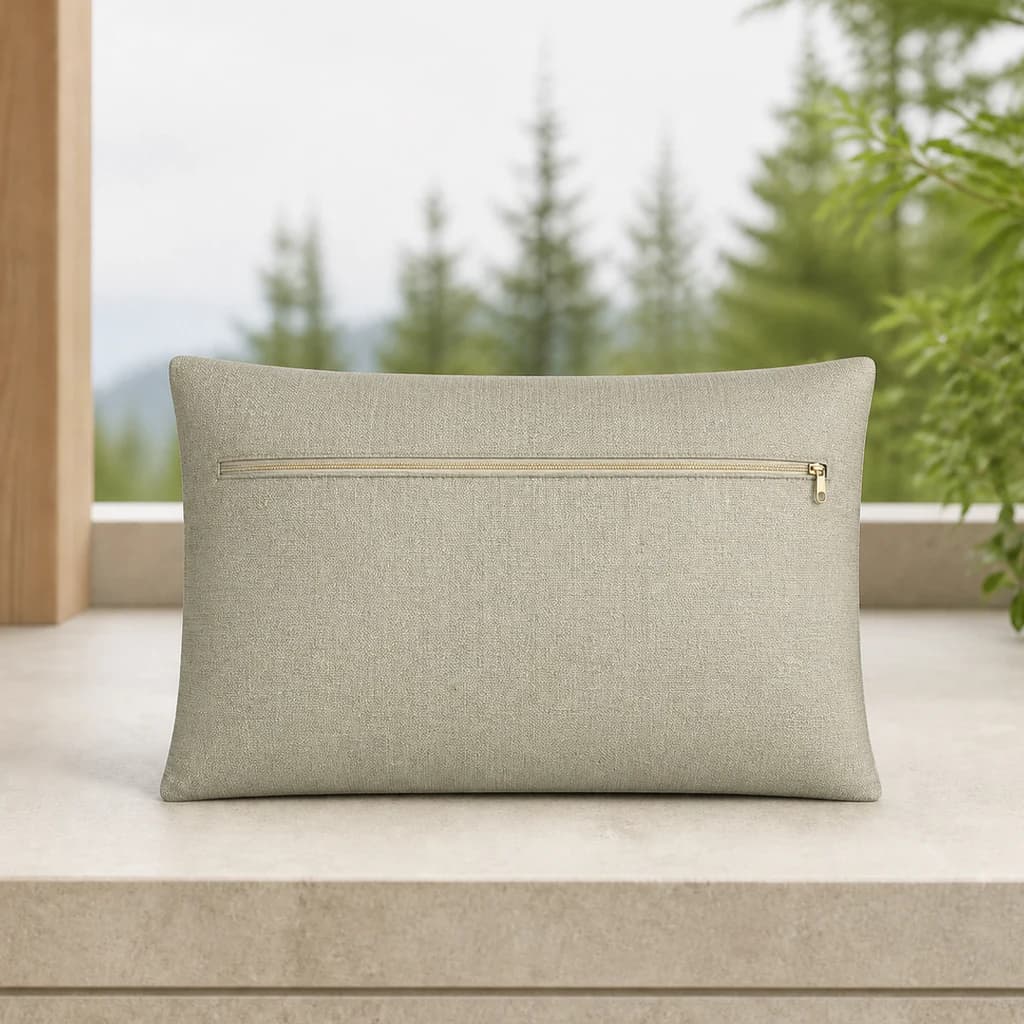 Ratana CU01340 Cova 18-by-11-inch pale sage toss pillow on a premium covered patio.