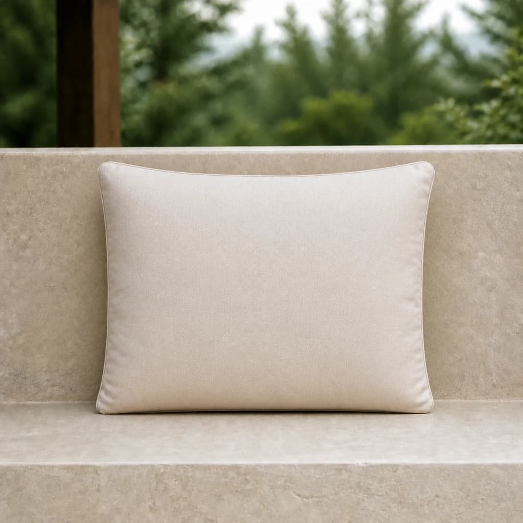 Ratana CU64712-BACK Lineas light beige dining chair back cushion on a premium covered patio.