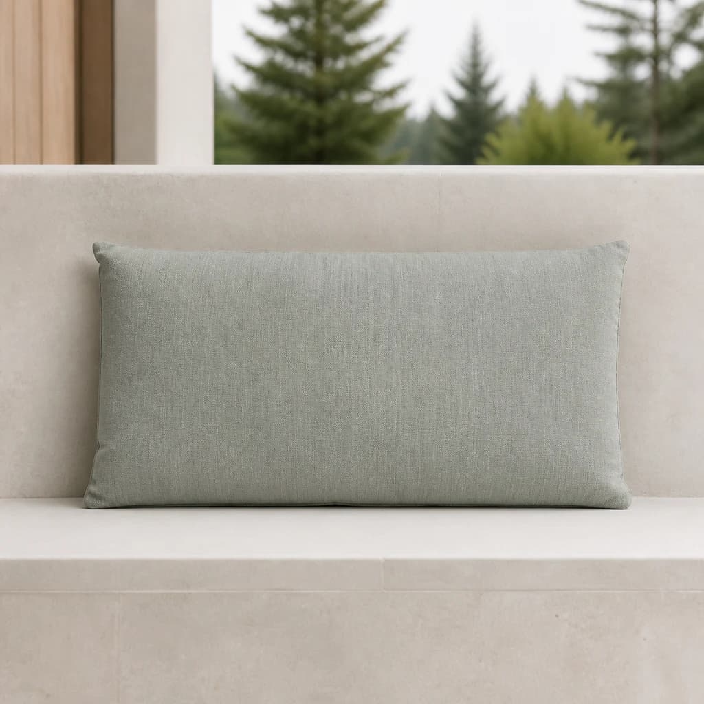 Ratana CU66312-BACK Hamptons sage-gray dining chair back cushion on a premium covered patio.