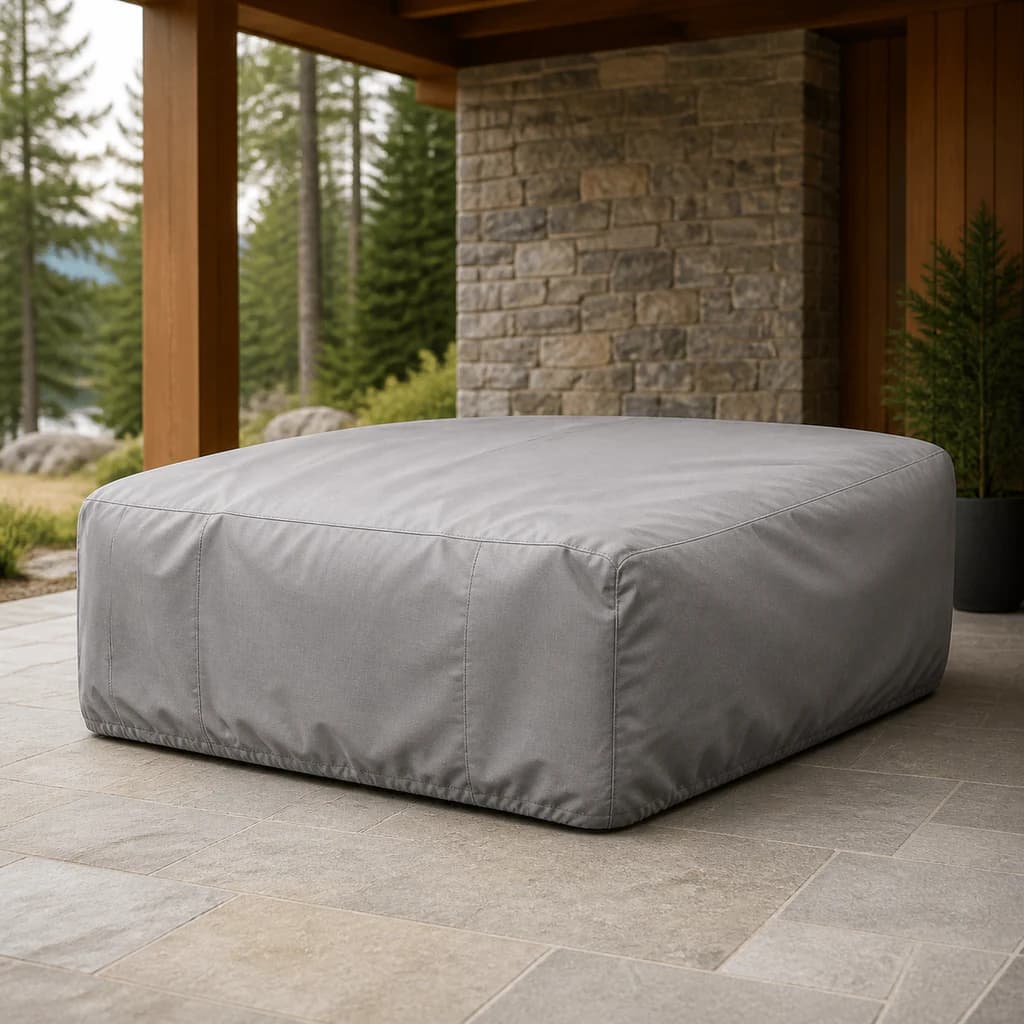 Ratana FN52502-C5 Genval 2-seater protective furniture cover on a premium covered patio.