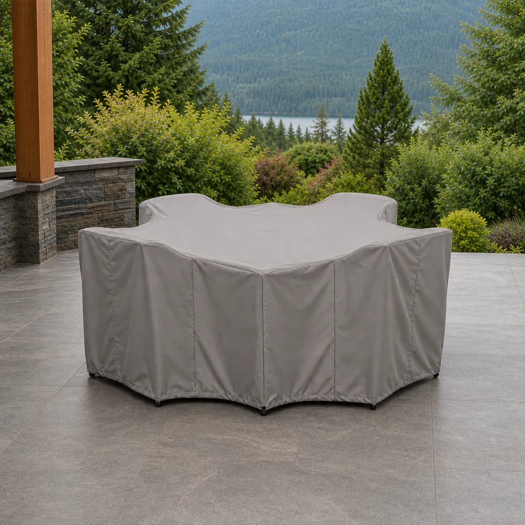 Ratana FN52510-CS48 48-inch square dining-set protective cover on a premium patio.