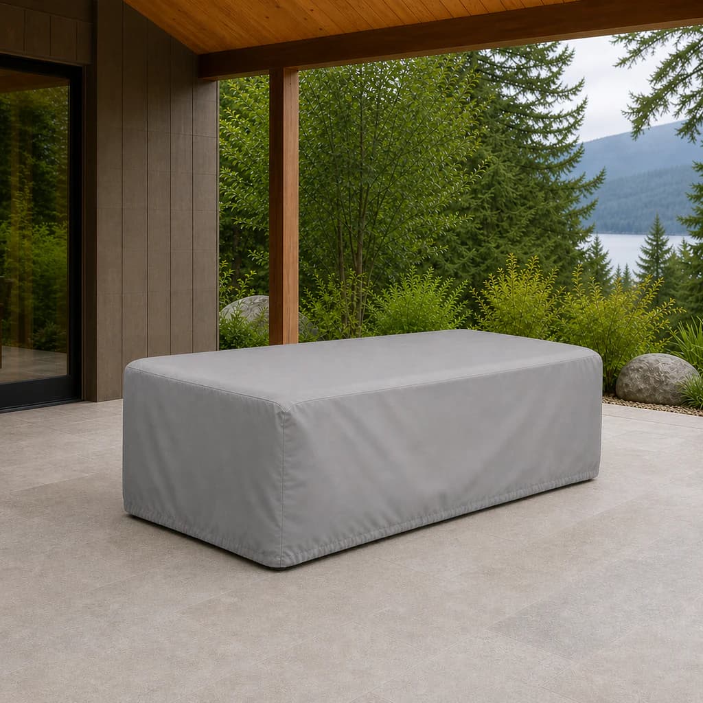 Ratana FN52510-CT79 low-profile rectangular dining-set protective cover on a premium patio.