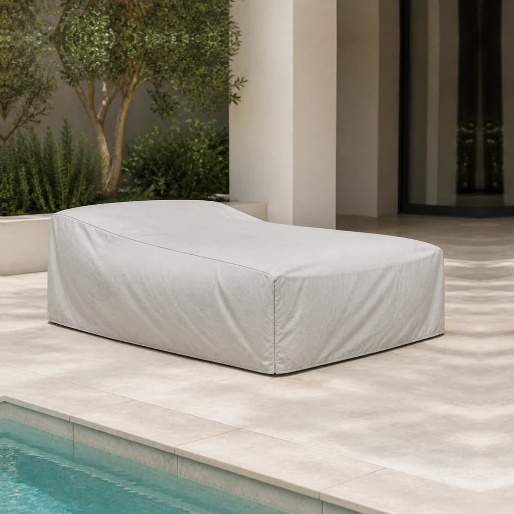 Ratana FN52520-C2 low-profile lounger protective cover on a premium residential pool patio.