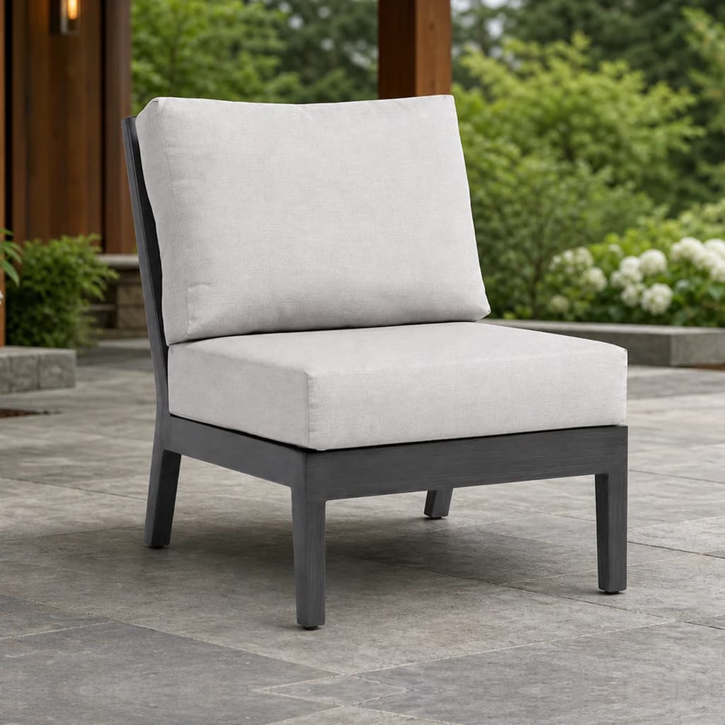 Ratana FN54453-C Lucia armless chair module on a Pacific Northwest terrace.