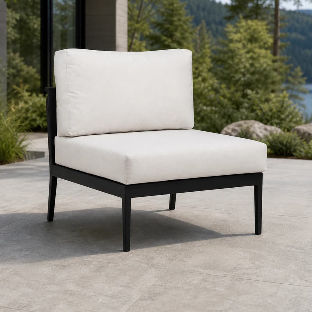 Ratana FN55053-C Copacabana armless chair module on a Pacific Northwest patio.