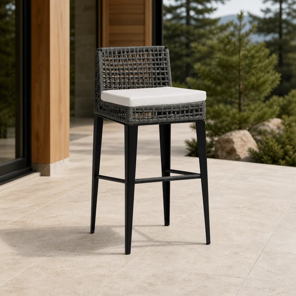 Ratana FN57241 Genval bar chair on a cedar mountain patio.