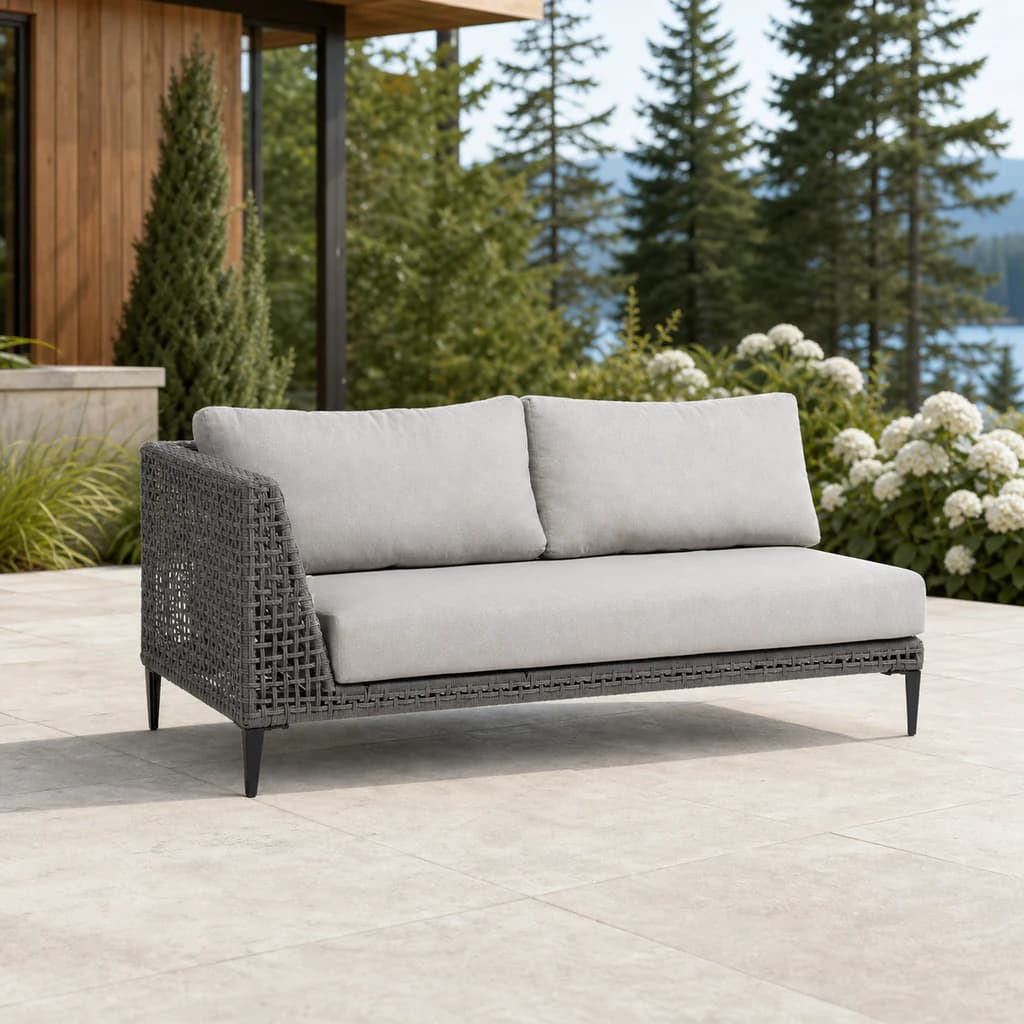 Ratana FN57252-L Genval left-arm two-seater module on a cedar patio.