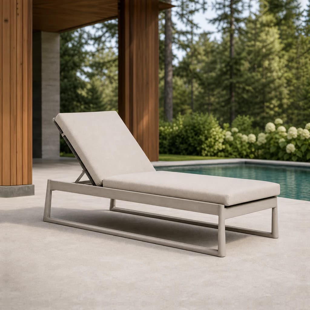 Ratana FN58719 Park West adjustable lounger on a premium Pacific Northwest poolside patio.