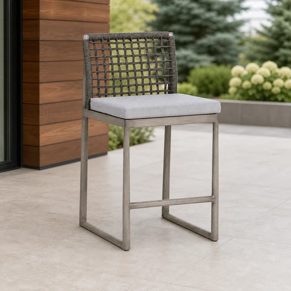 Ratana FN58740 Park West counter chair on a covered Pacific Northwest patio.