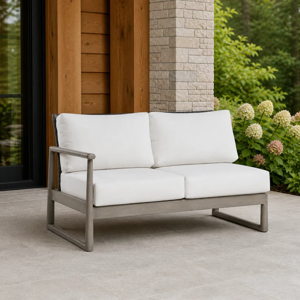 Ratana FN58752-L Park West two-seat left-arm module on a covered garden patio.