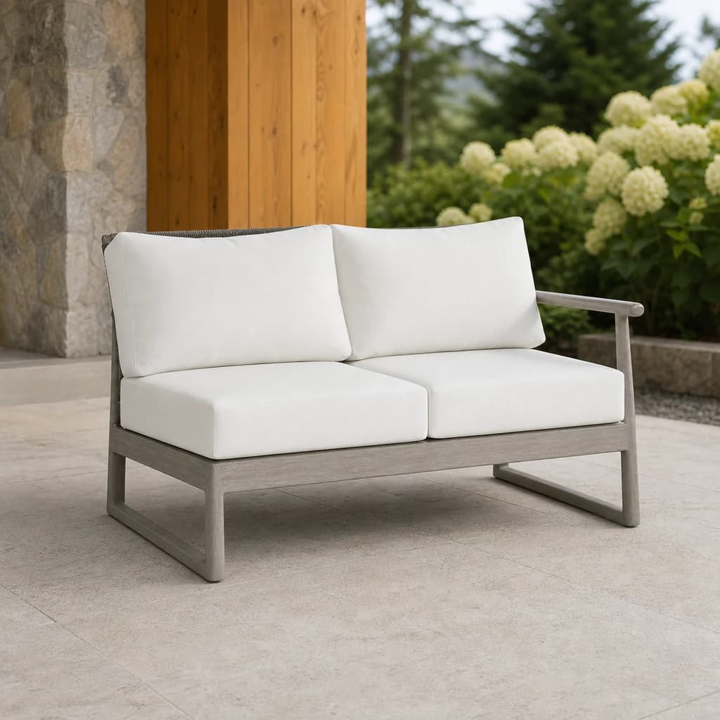 Ratana FN58752-R Park West two-seat right-arm module on a covered garden patio.