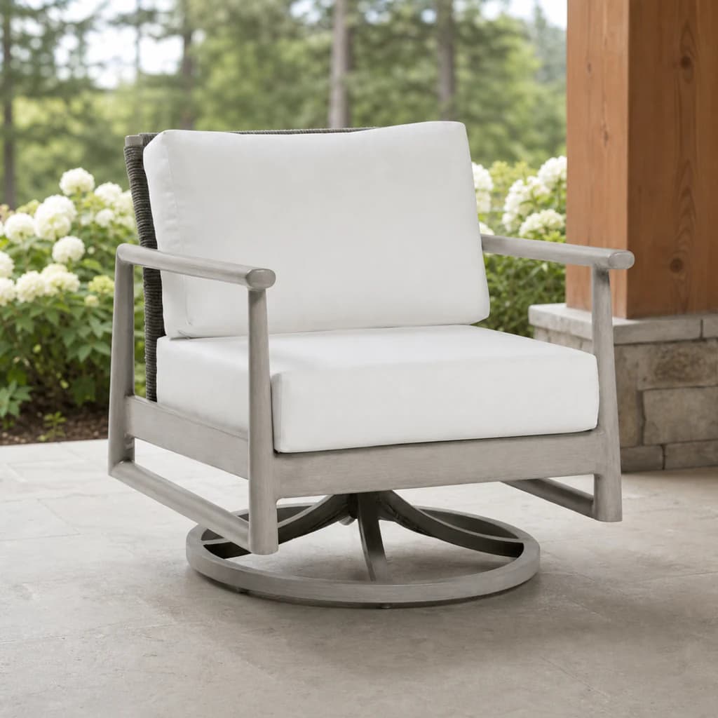 Ratana FN58768 Park West swivel rocker on a covered Pacific Northwest patio.