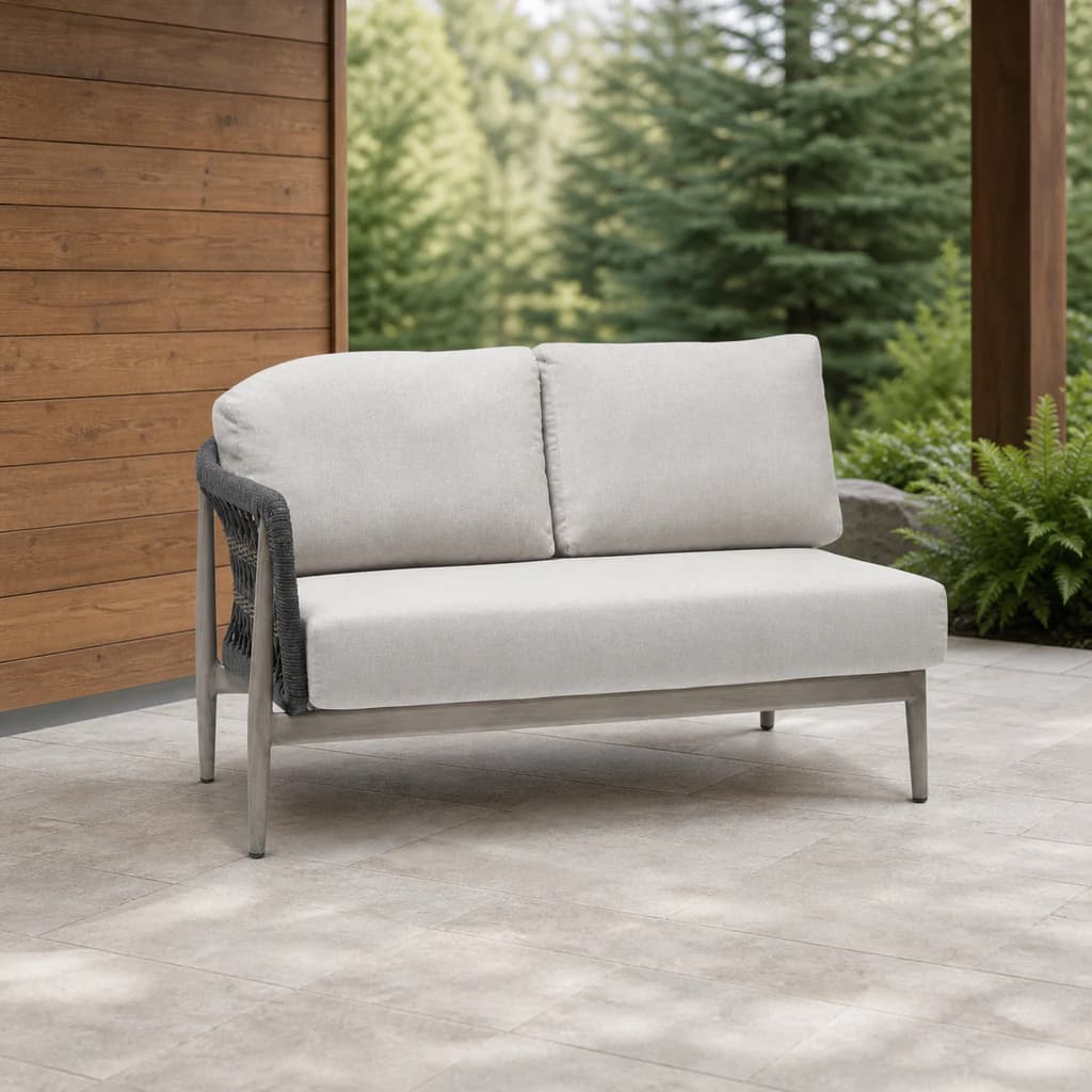 Ratana FN60152-L Coconut Grove two-seat left-arm module on a covered cedar patio.