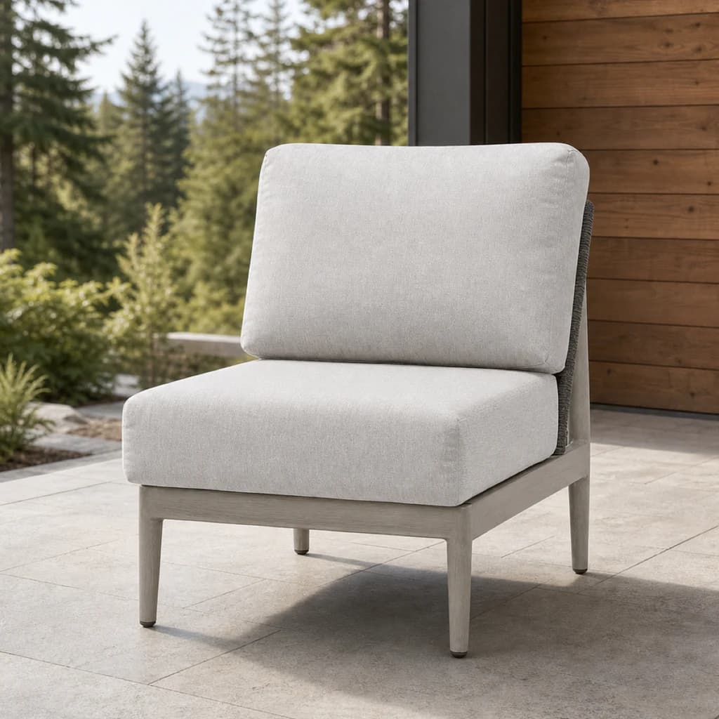 Ratana FN60153-C Coconut Grove armless chair module on a covered forest patio.