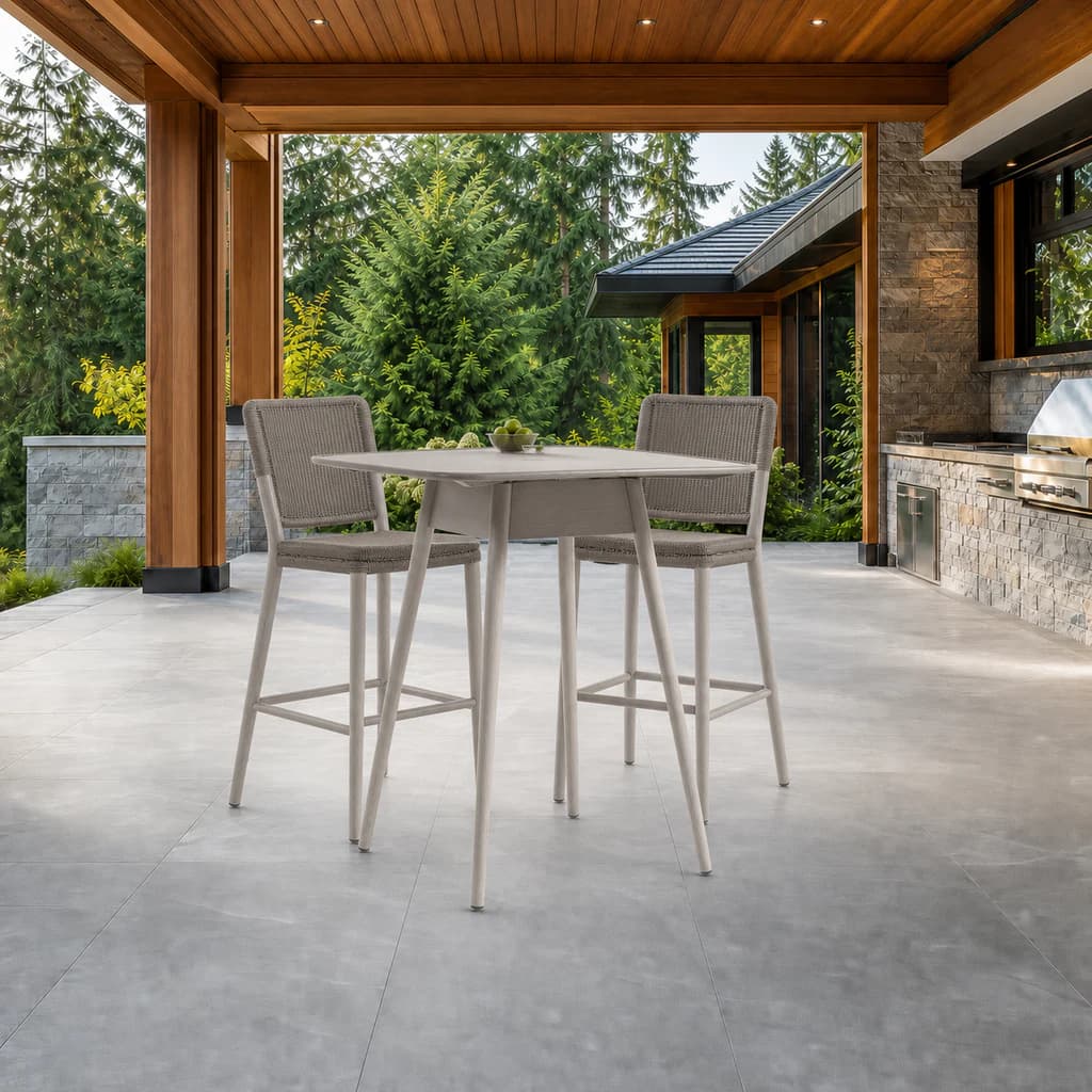 Ratana FN60935 Alinea 39" Sq Bar Table w/UH in a premium Pacific Northwest outdoor setting.