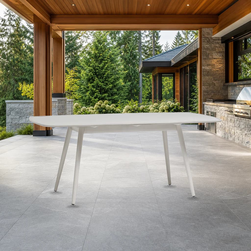 Ratana FN60973 Alinea 71"x39" Rect Dining Table w/UH in a premium Pacific Northwest outdoor setting.