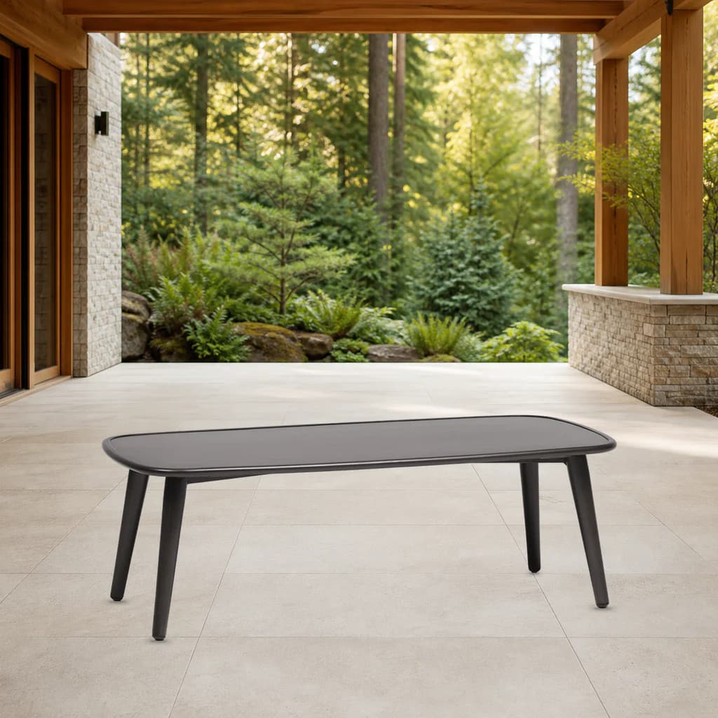 Ratana FN61304 Poinciana graphite coffee table on a premium Pacific Northwest covered patio.