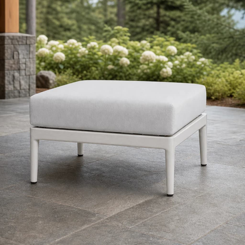 Ratana FN61316 Lineas ottoman on a Pacific Northwest covered terrace.