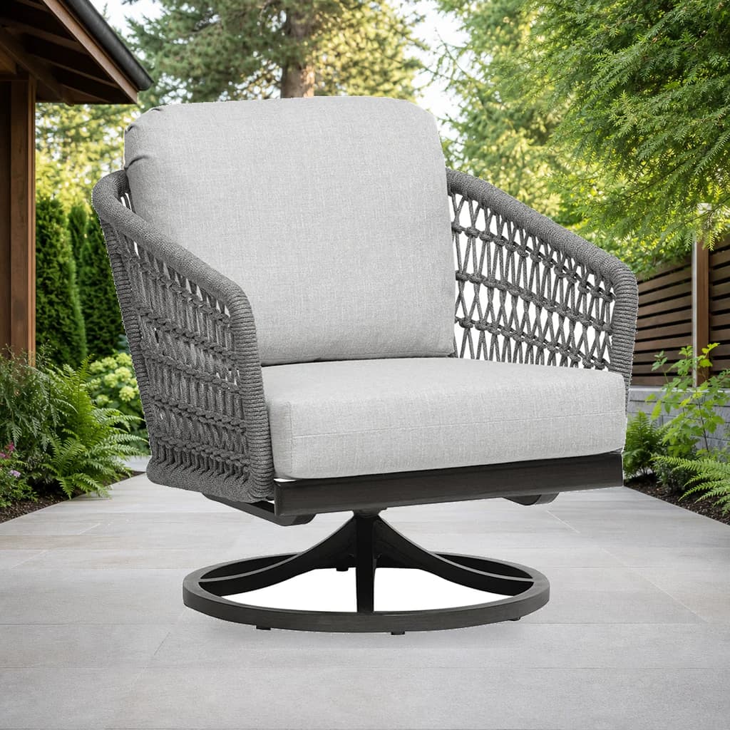 Ratana FN61368 Poinciana swivel rocker on a premium Pacific Northwest garden patio.