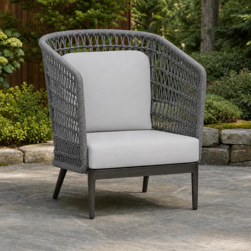 Ratana FN61385 Poinciana highback chair on a premium Pacific Northwest garden patio.