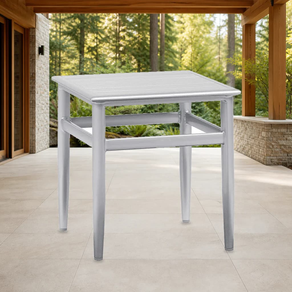 Ratana FN61805 Lyon side table in a premium Pacific Northwest covered patio setting.