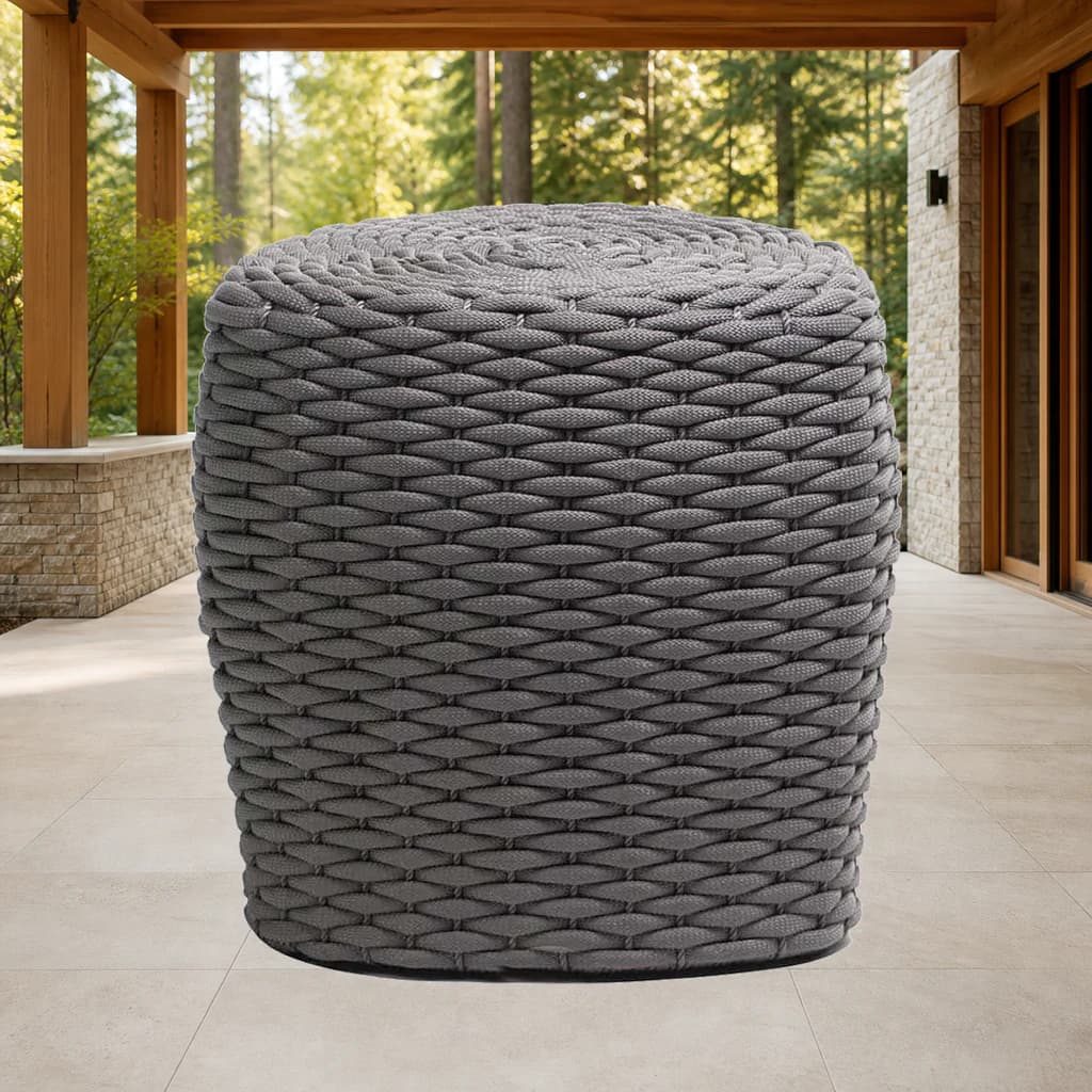 Ratana FN62016-T Roca tall gray woven stool on a premium Pacific Northwest covered patio.