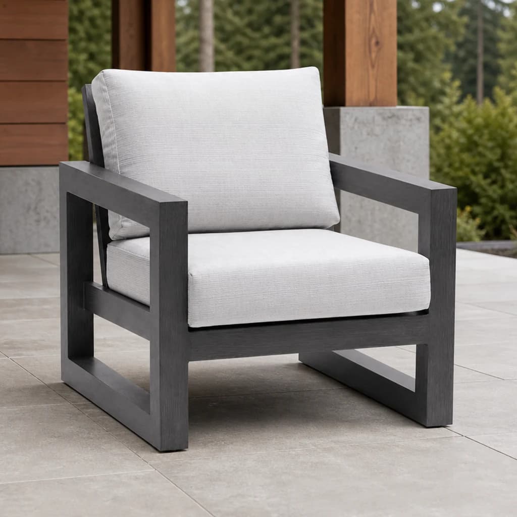 Ratana FN64301 Milano club chair on a covered Pacific Northwest patio.