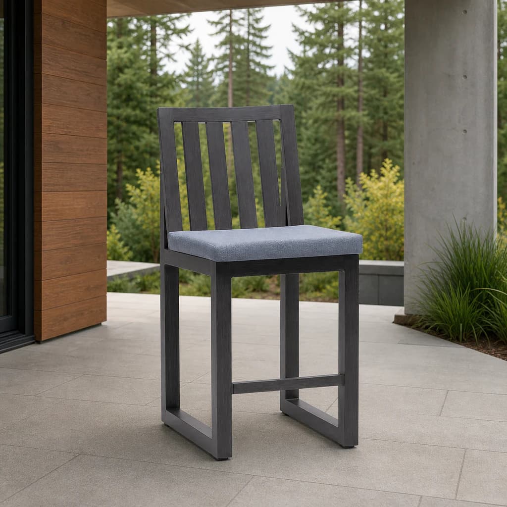 Ratana FN64340 Milano armless counter chair on a covered garden terrace.